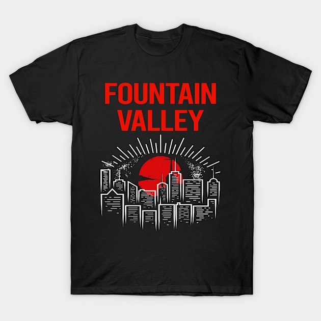 Red Moon Fountain Valley T-Shirt by flaskoverhand